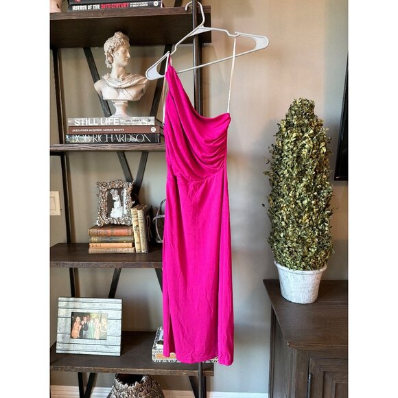 ET OCHS Ruth One Shoulder Midi Dress Pink Carmine Womens Size 2 - Picture 5 of 9